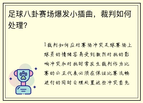 足球八卦赛场爆发小插曲，裁判如何处理？